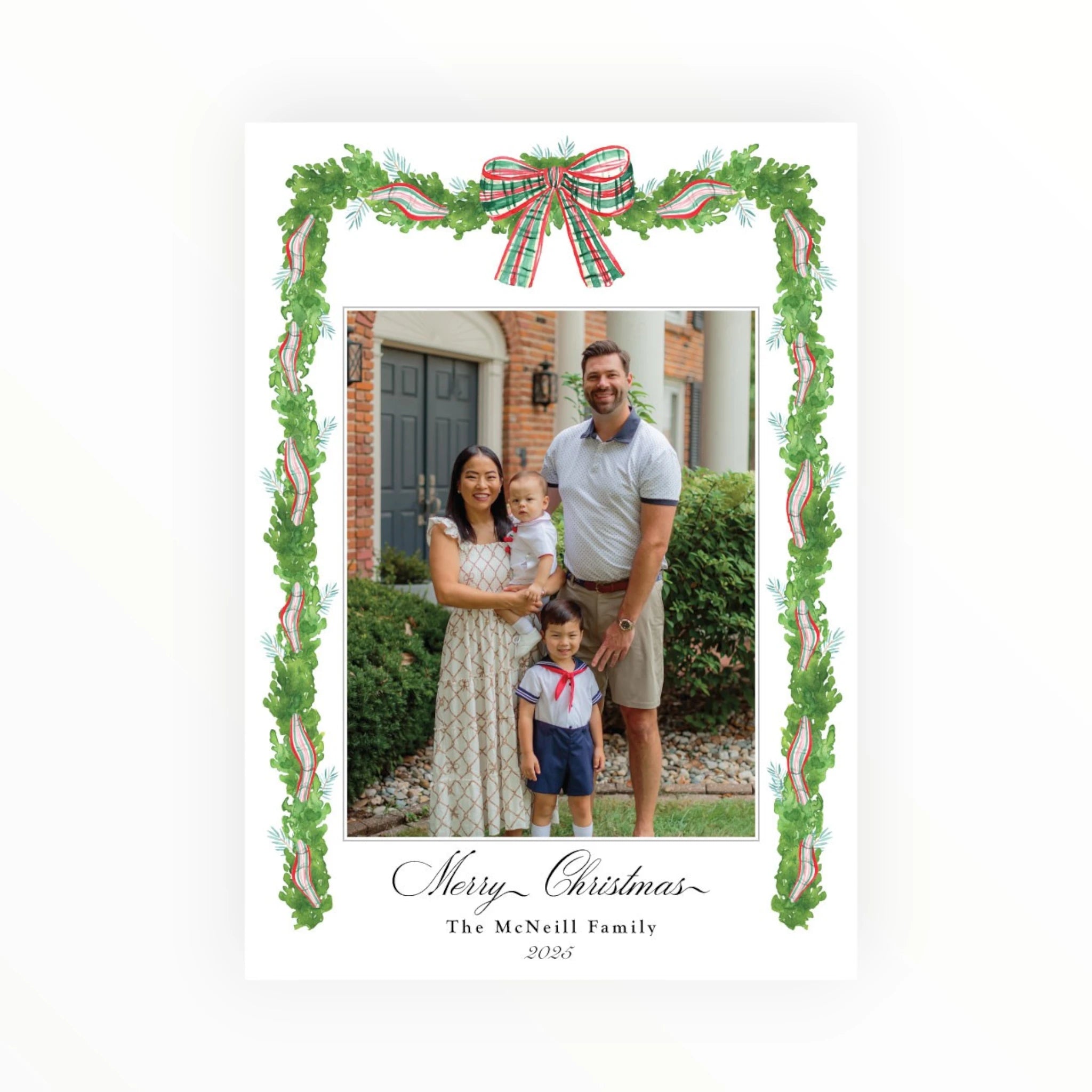 Wreath and Bow Holiday Photo Card