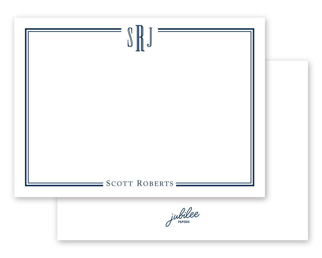 Block Monogram Flat Notecard