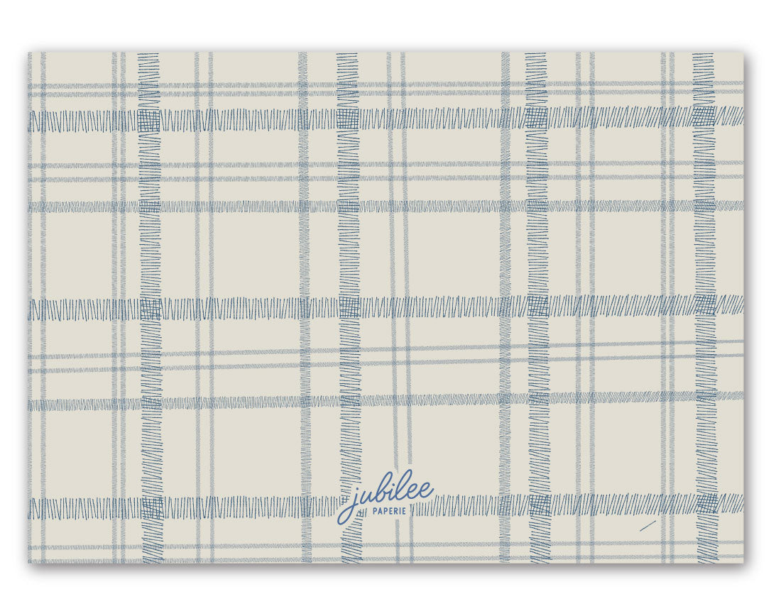Navy Plaid Notecard