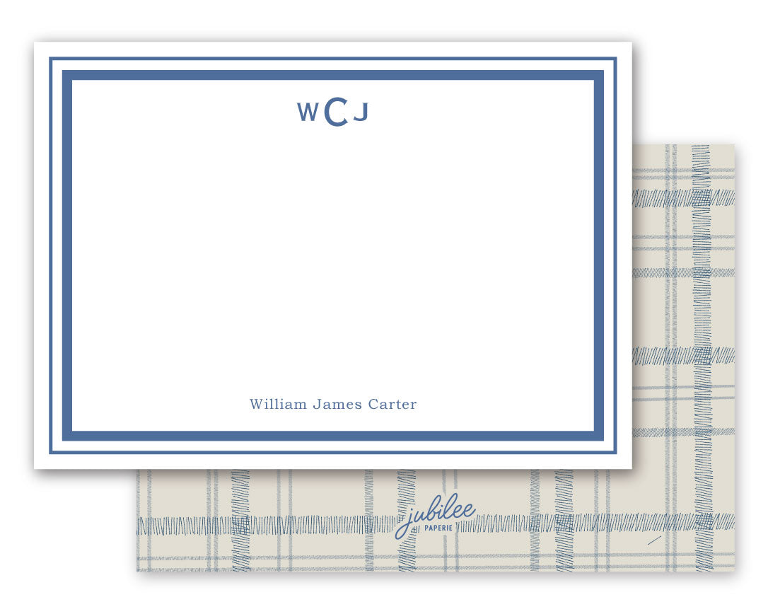 Navy Plaid Notecard
