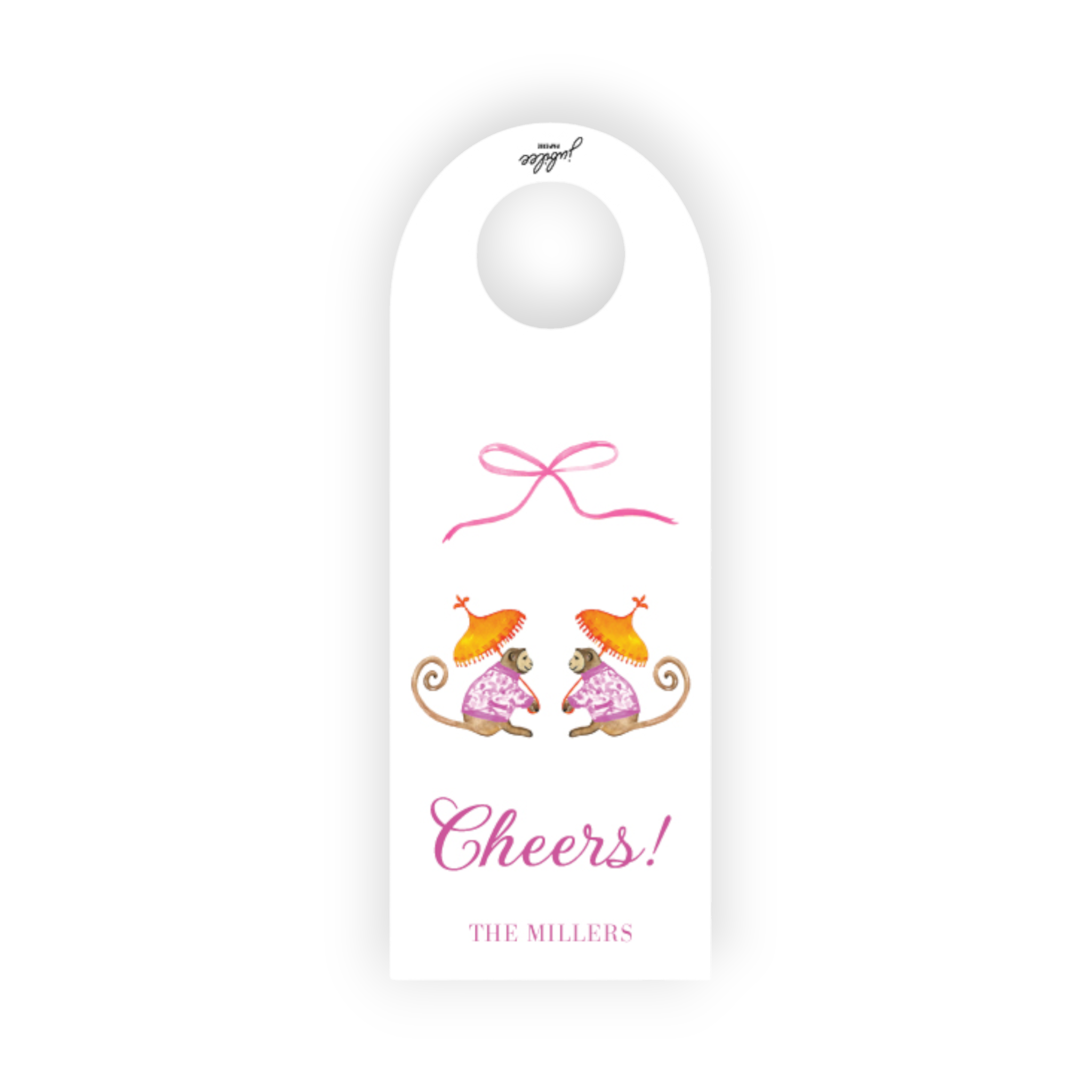 Pink & Orange Monkeys Wine Tag