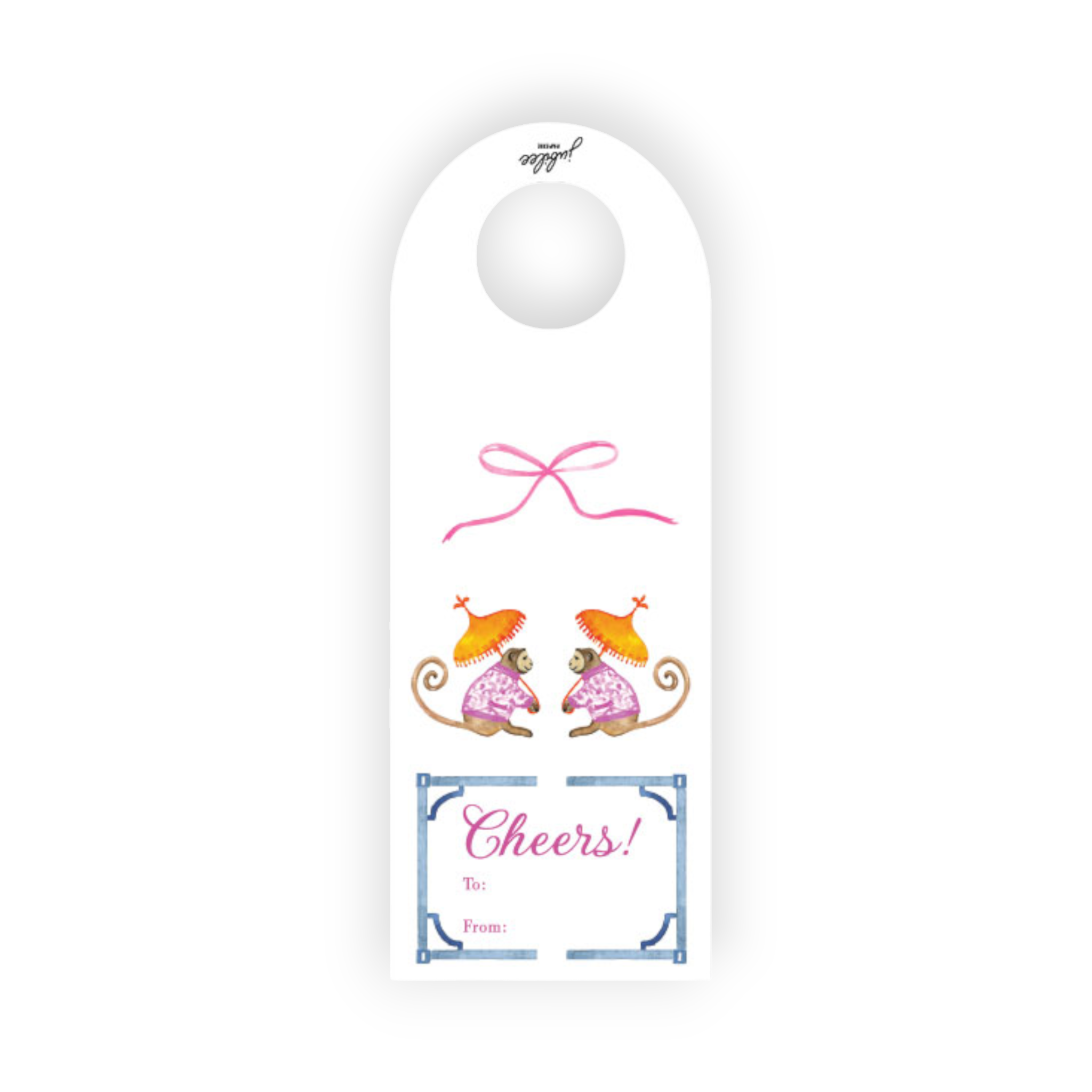 Pink & Orange Monkeys Wine Tag
